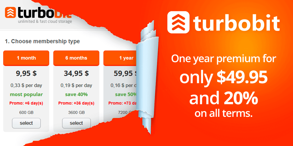 How you get one year turbobit premium for only 49usd an 20% discount on all turbobit premium accounts